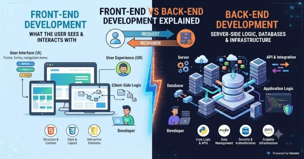 Front-End vs Back-End Development Explained: A Complete Beginner’s Guide to Modern Web Development front-end vs back-end development explained A complete beginner's guide to modern web development